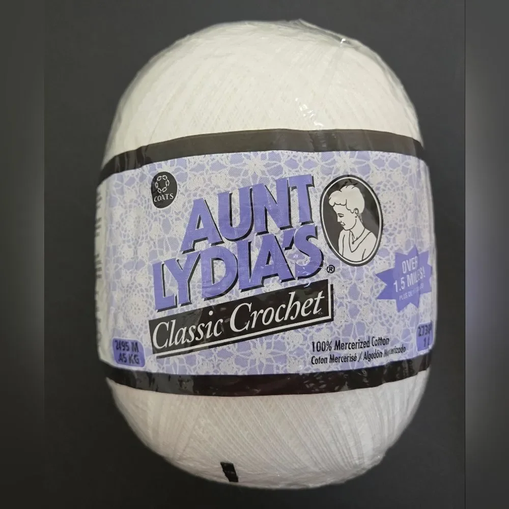 Aunt Lydia's Classic Crochet Thread in White 2730 Yds 1 Lb.